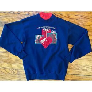 Vintage USA Sweatshirt Double Collar Women’s M Pleasant Shade Navy Love